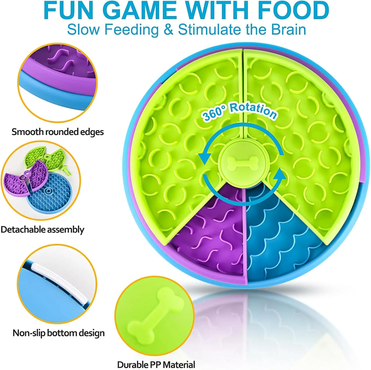 Slow Feeder Puzzle Dog Bowl – 3-Layer Interactive Treat Toy
