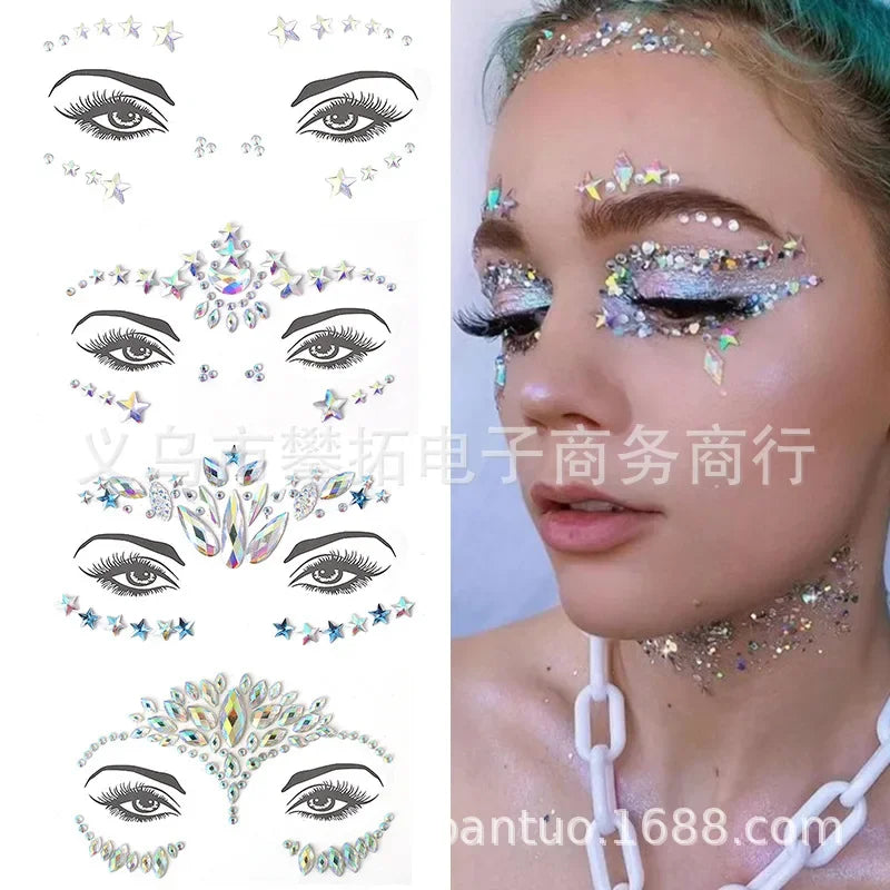 Face Rhinestone Gem Stickers – Festival Temporary Tattoo Jewels