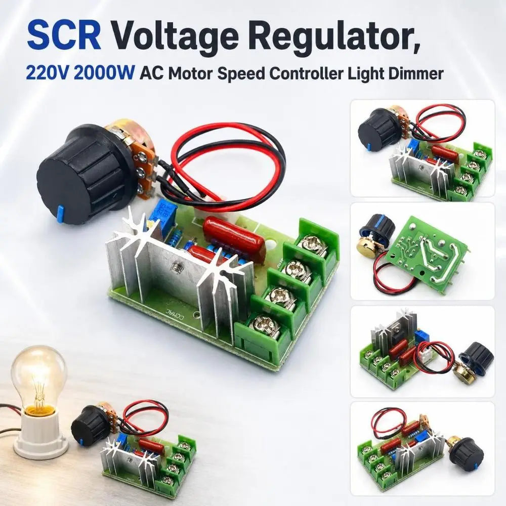 220V 2000W SCR Voltage Regulator with Remote – AC Dimmer
