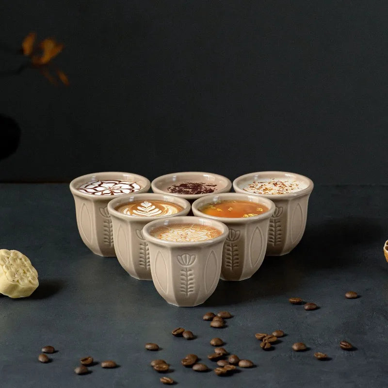 Arabic Tulip Ceramic Espresso Cup Set 100ml – 6 Pieces
