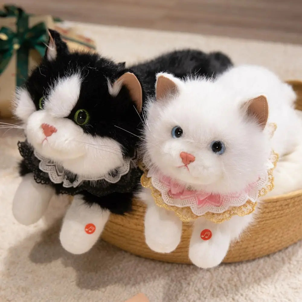 Realistic Cat Plush Toy – Fluffy Voiced Stuffed Animal Doll 40cm