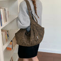 Leopard Print Canvas Tote Bag – Oversized Korean Women's Bag