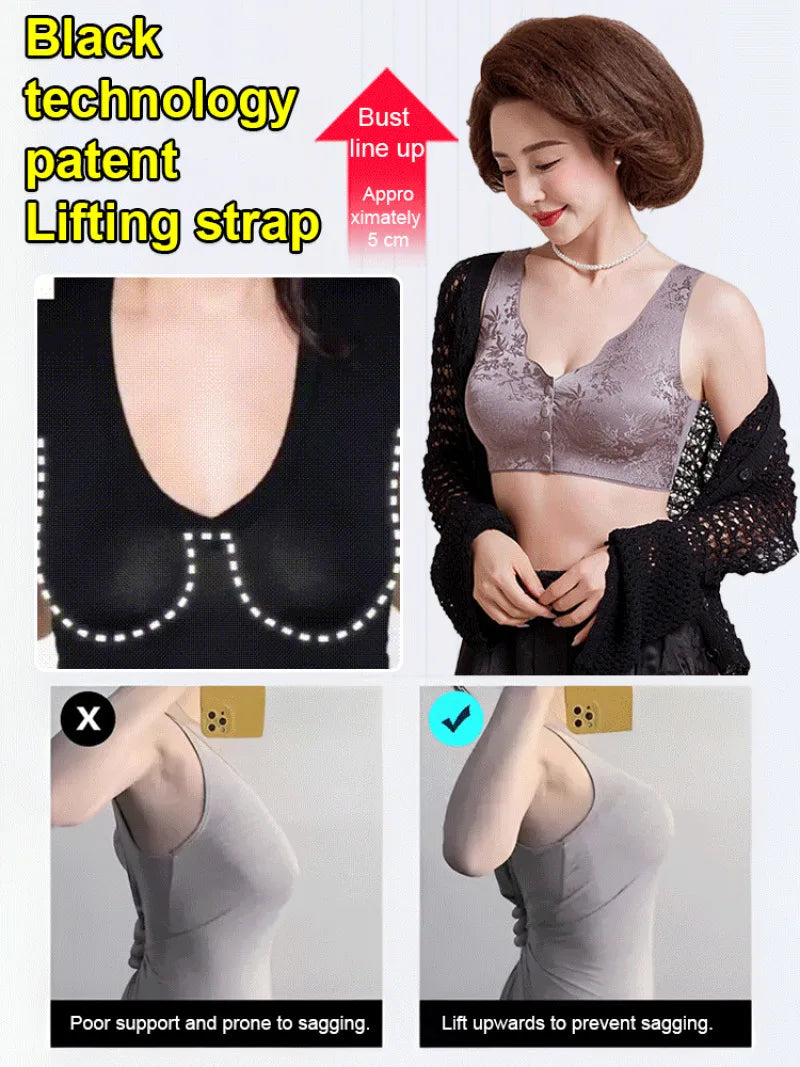 Women's Wire-Free Front Closure Push Up Bra | Jacquard Vest