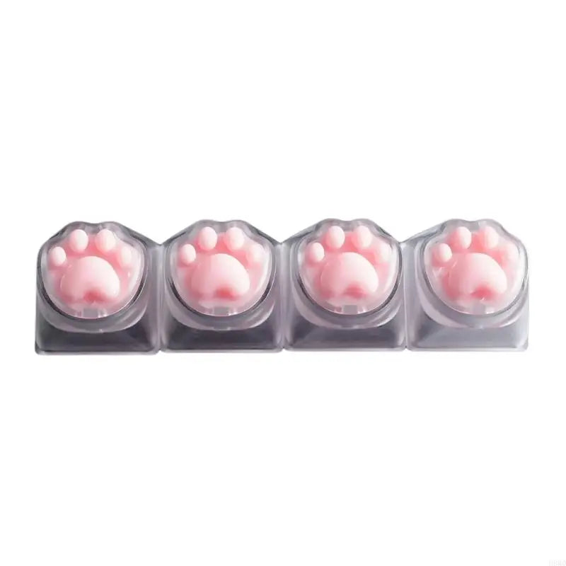 Cat Paw Keycap Set – 4Pc Clear Backlit Accent Caps for Keyboards