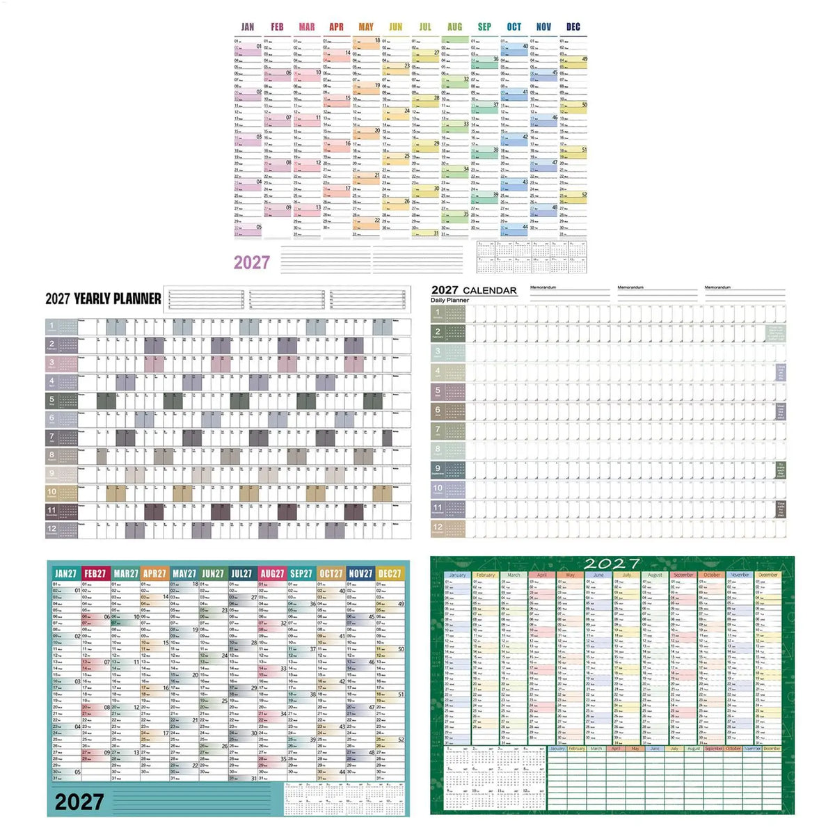 2027 Wall Calendar 12-Month Double-Sided Annual Planner