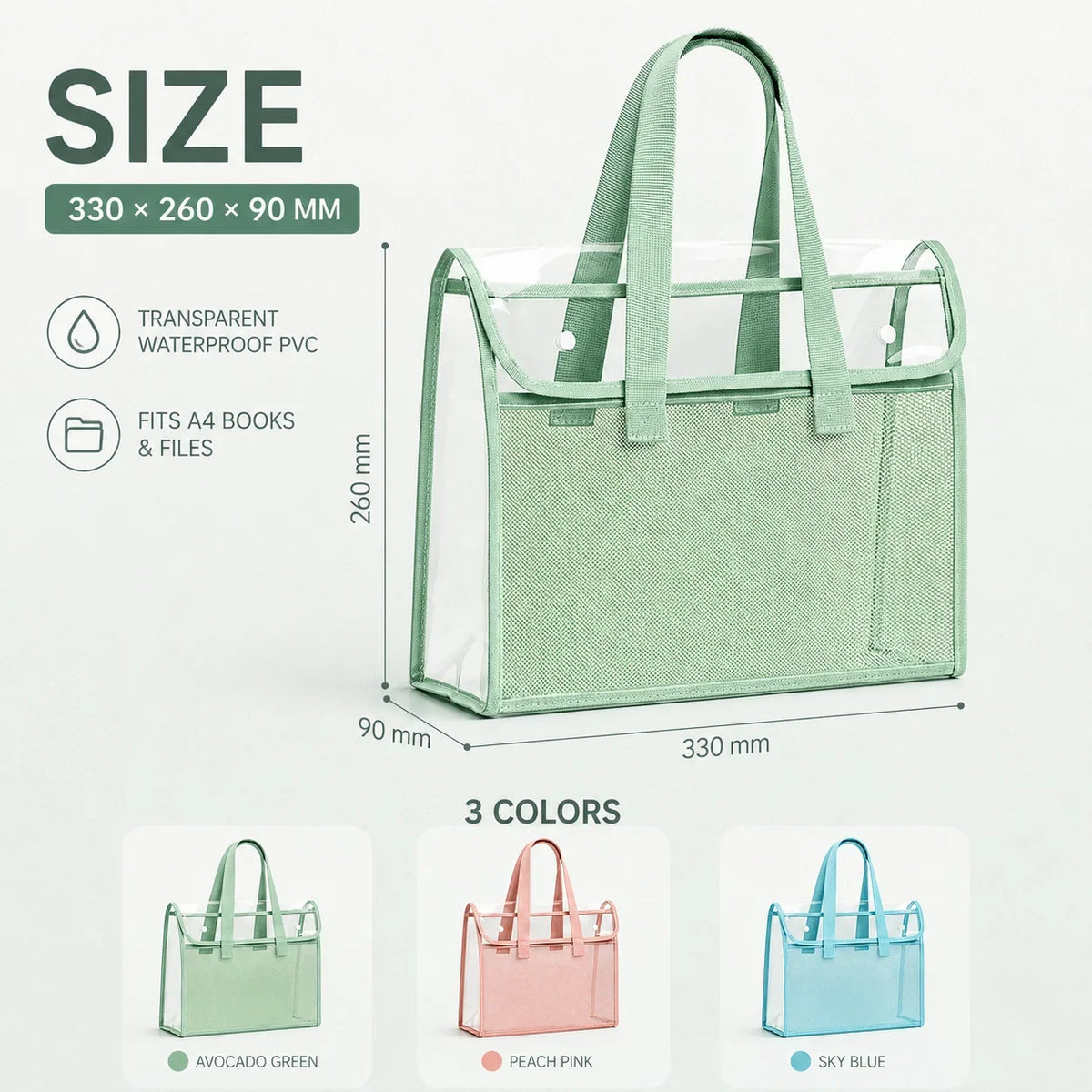 Waterproof Transparent Organizer Bag – Large Capacity PVC Tote