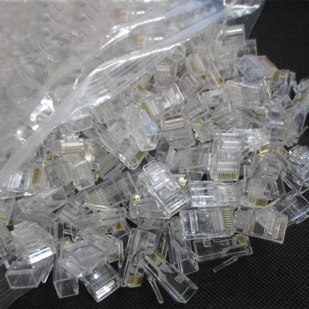RJ45 Crystal Plugs 50/100 Pack – Cat5 Cat5e Cat6 8P8C Connectors