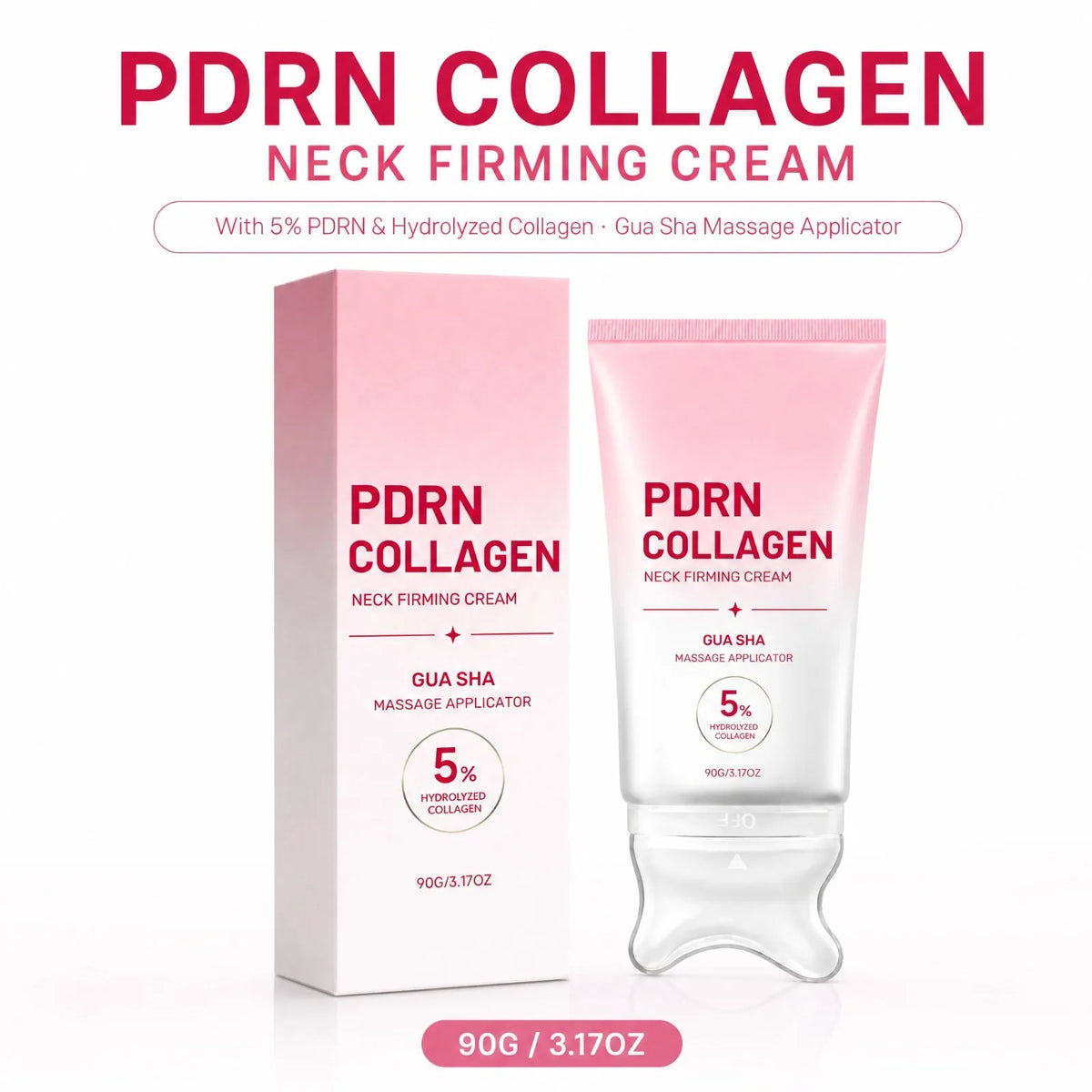 PDRN Collagen Neck Cream with Gua Sha Roller | Firming & Hydrating