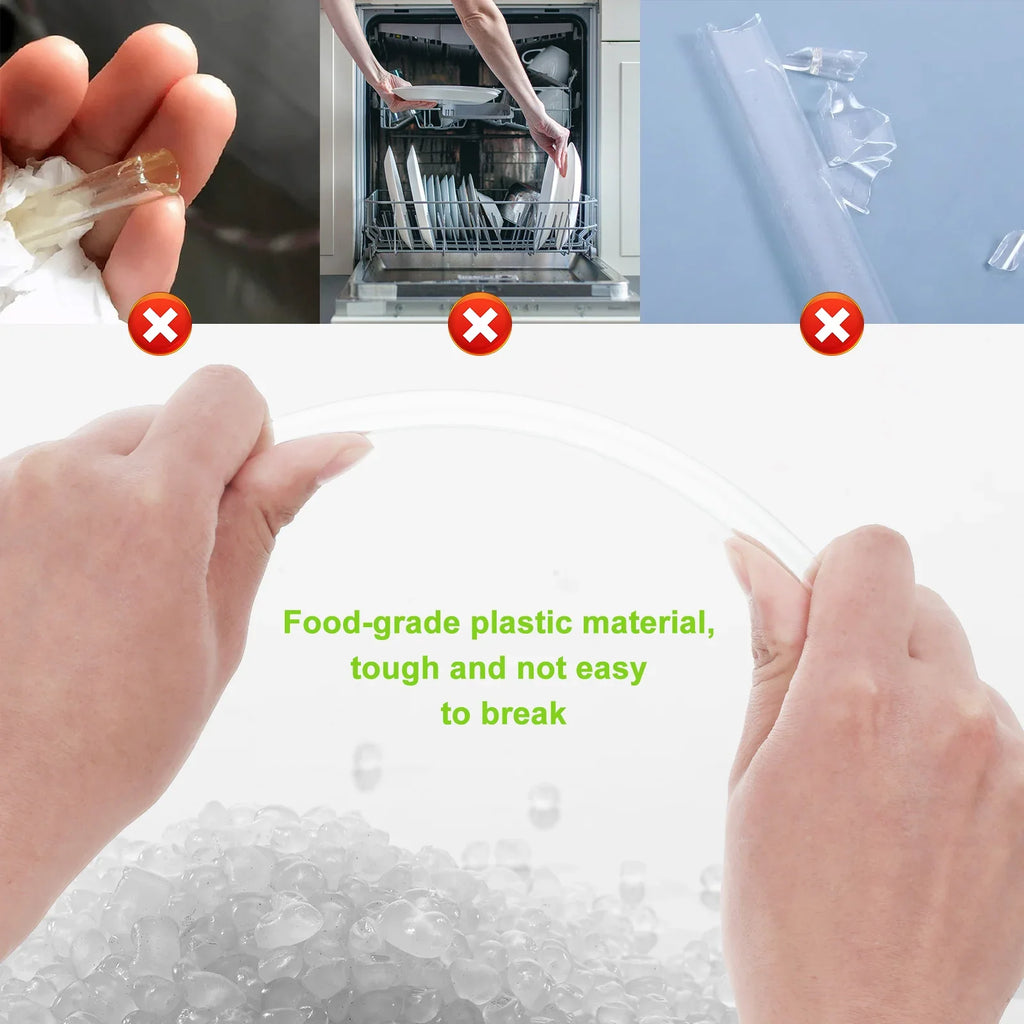 Reusable Plastic Drinking Straws 7-Piece Set with Cleaning Brush