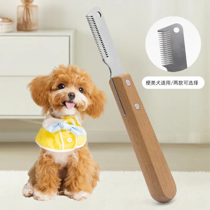 Professional Dog Grooming Comb – Steel Blade & Wooden Handle
