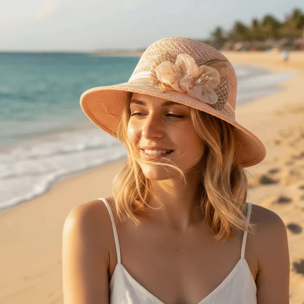 Women's Wide Brim Foldable Straw Sun Hat – Floral Beach