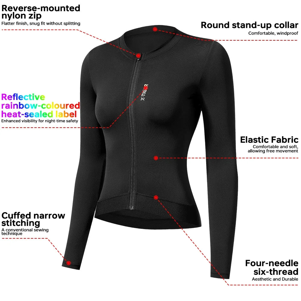 X-TIGER Women's Long Sleeve Cycling Jersey – UV MTB Road Bike