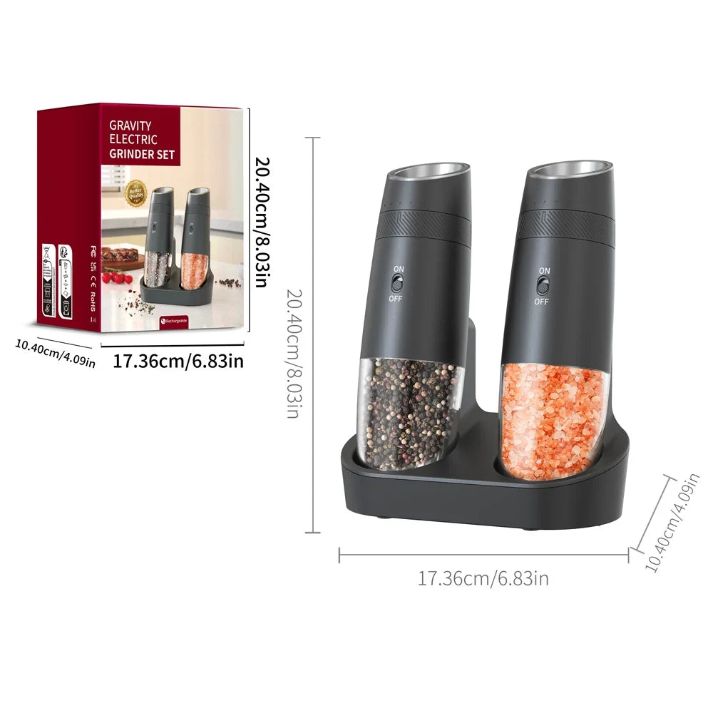 CLITON USB Rechargeable Automatic Salt & Pepper Grinder Set