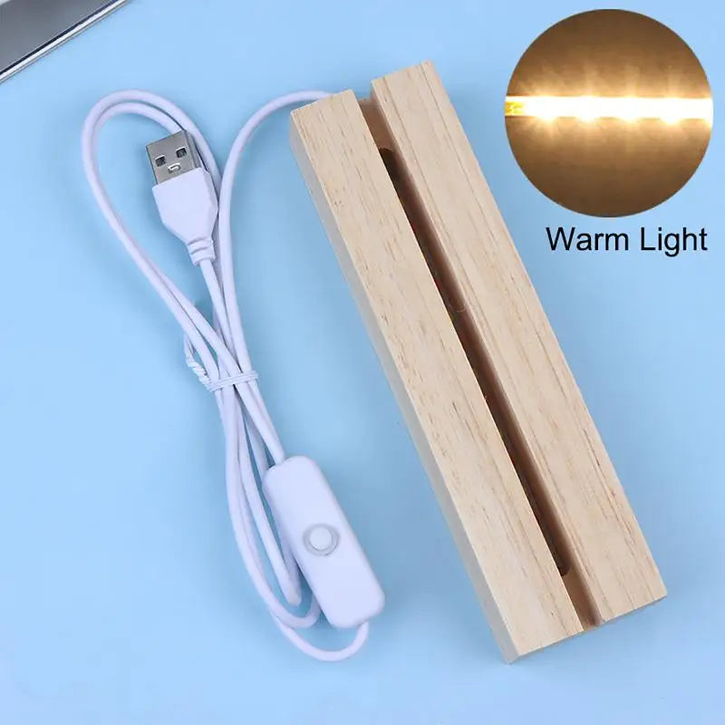 LED Wooden Night Light Base USB Powered for Glass & Resin Art