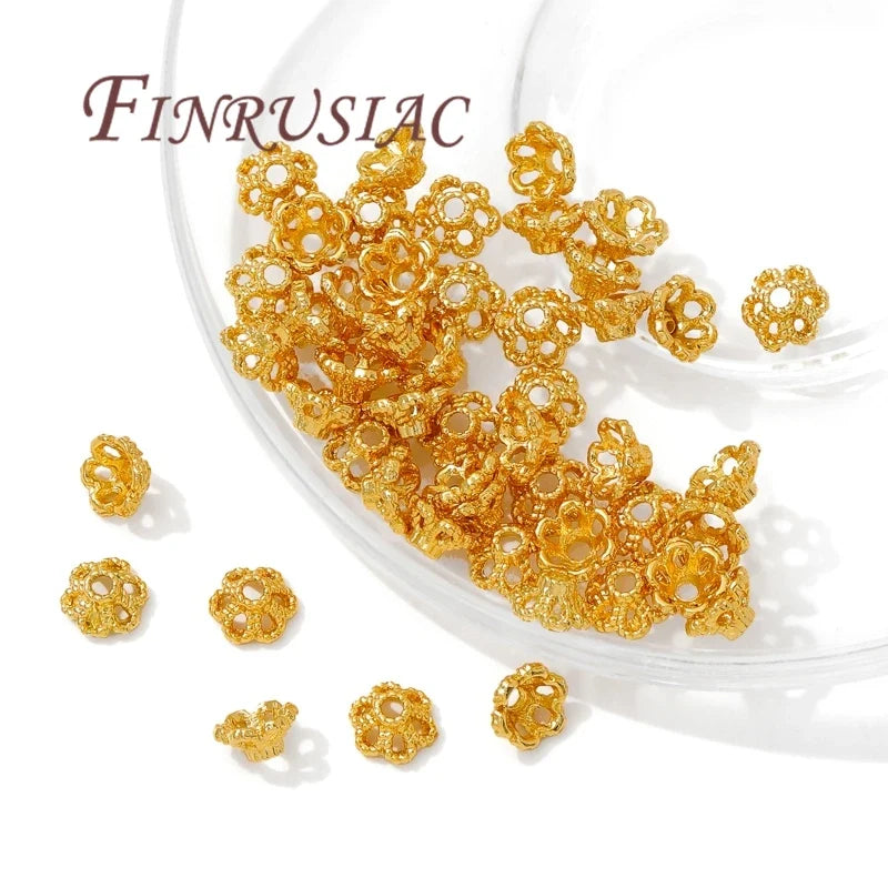 6mm 18K Gold Plated Flower Bead Caps – DIY Jewelry Spacers