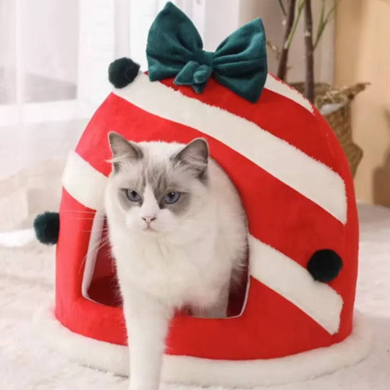 Winter Warm Plush Cat Nest | Box Design Pet Bed for Cats & Dogs
