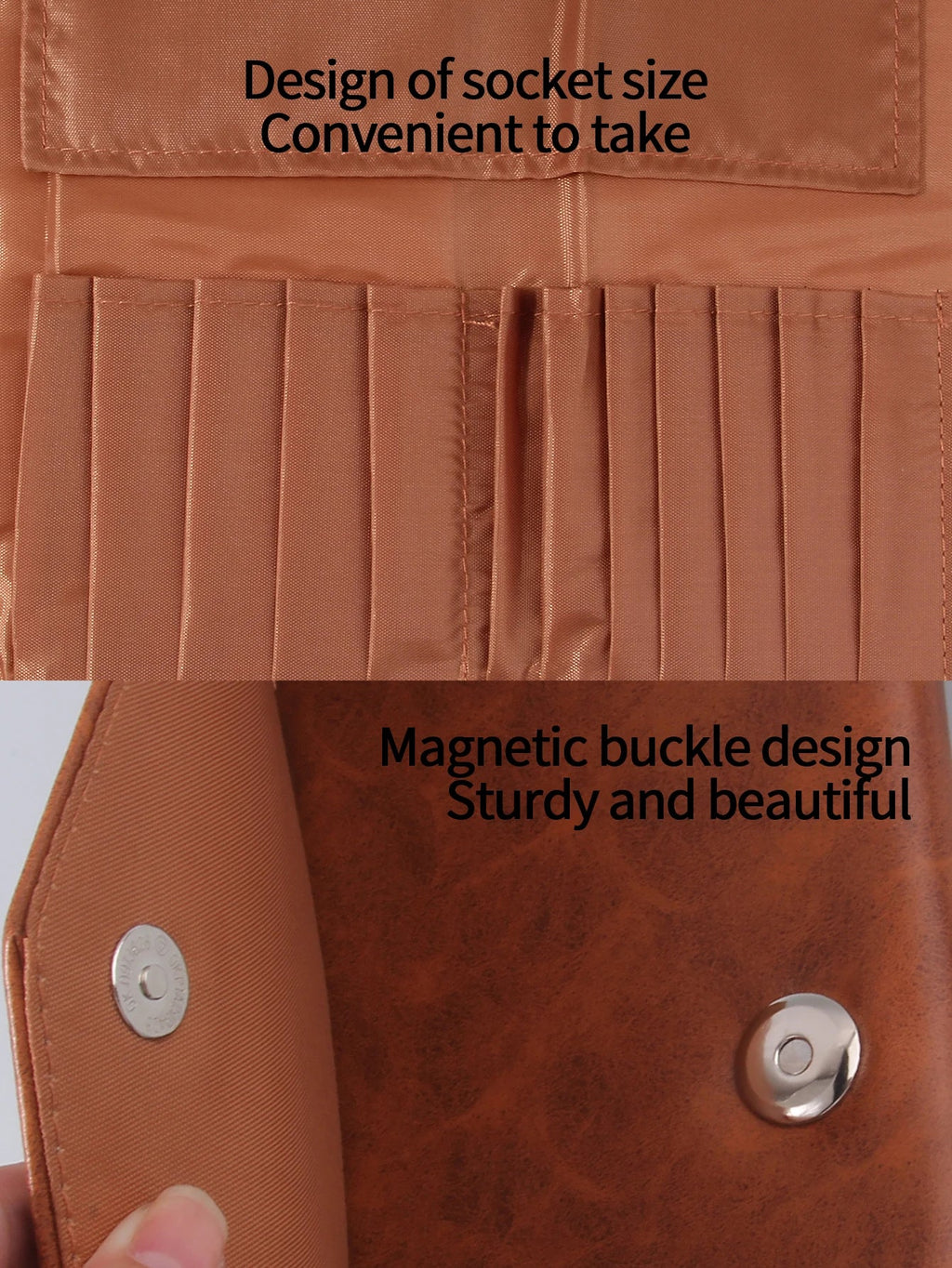 Nixie Folding PU Leather Makeup Brush Storage Bag