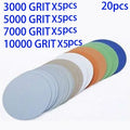 20Pcs 3" Hook & Loop Sanding Discs 3000–10000 Grit Wet/Dry