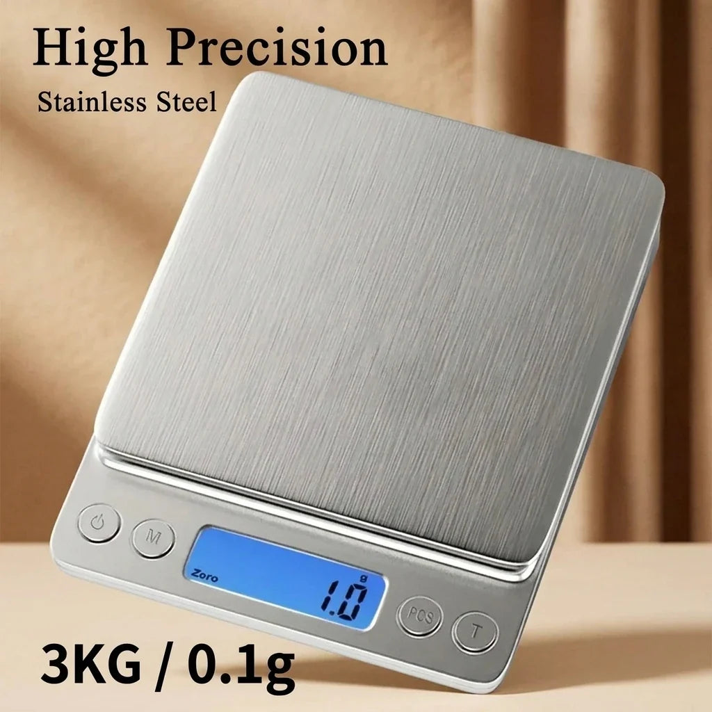 Digital Kitchen Scale – Stainless Steel LCD, 0.1g Precision