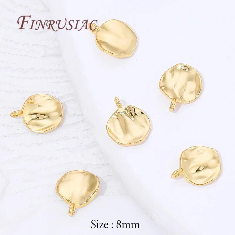 18K Gold Plated Round Charms 6mm 8mm – DIY Jewelry Findings