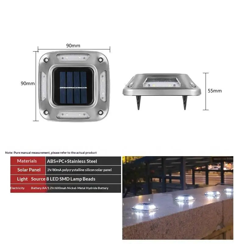 Solar Ground Light 8 LED Warm White IP65 Waterproof Garden Lamp