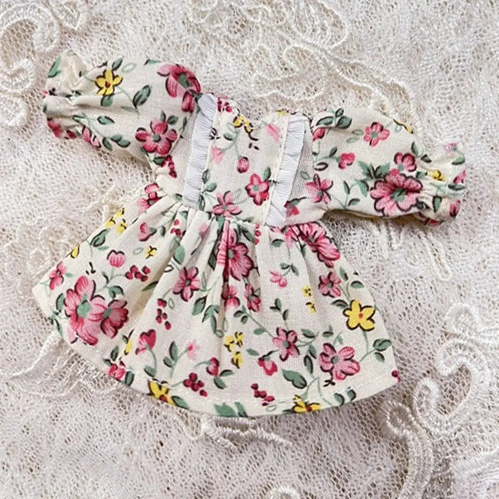 Printed Long Sleeve Doll Dress – 1/12 BJD OB11 Clothes