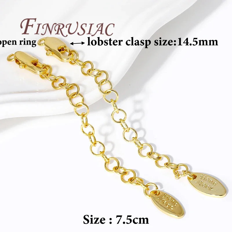 18K Gold Plated Extension Tail Chains with Lobster Clasps – 5 Pack