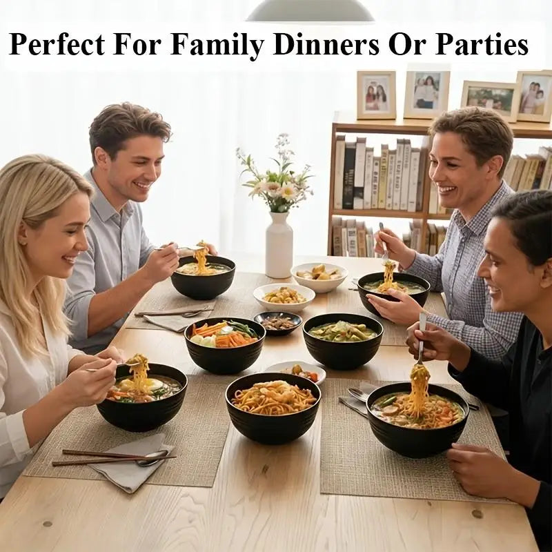 Unbreakable Black Plastic Salad Bowls 4/6/8 Pcs Microwave Safe
