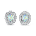 White Simulated Opal Drop Earrings – Classic Zinc Alloy