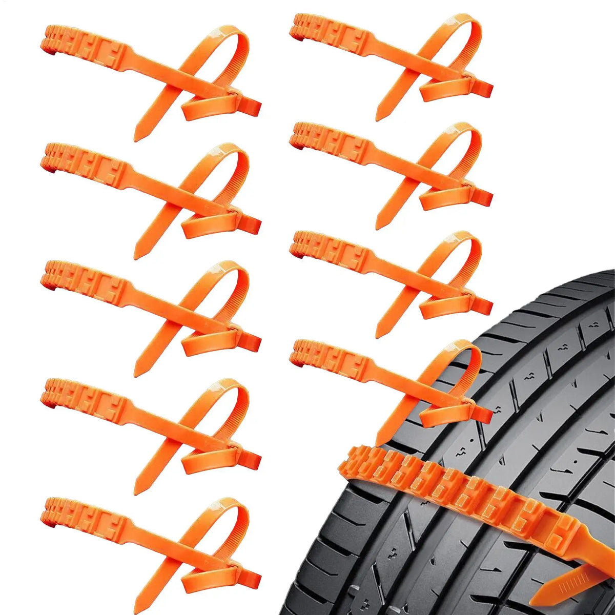 Tire Snow Chains 10-Piece Anti-Slip Zip Ties | Sedan SUV Truck