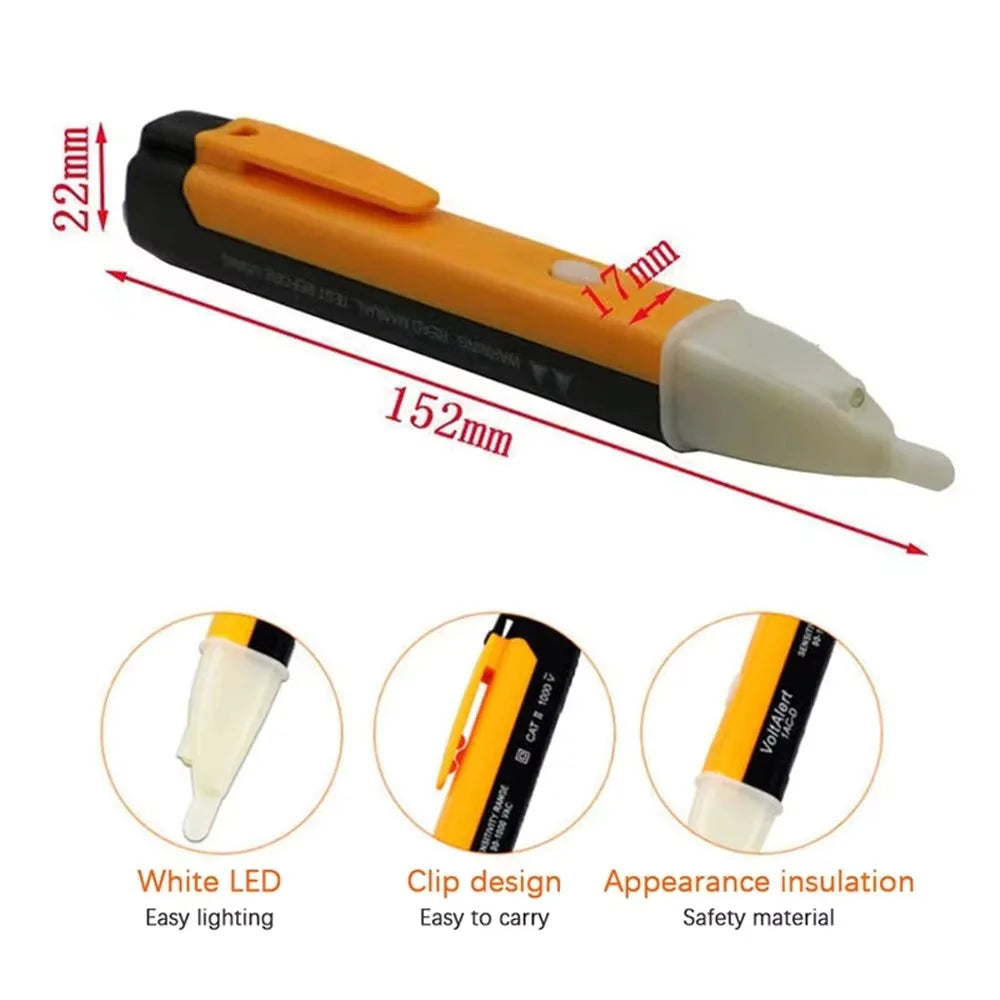 Non-Contact Voltage Tester Pen 90-1000V AC LED & Beep Alert