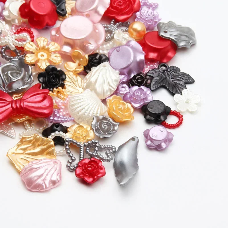 Mixed Acrylic Beads 20g – Hearts Leaves Flowers DIY Jewelry
