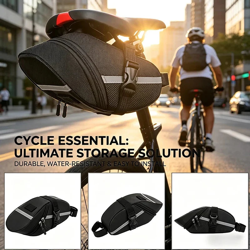 Rainproof Reflective Bike Saddle Bag | 600D MTB Rear Tail Bag