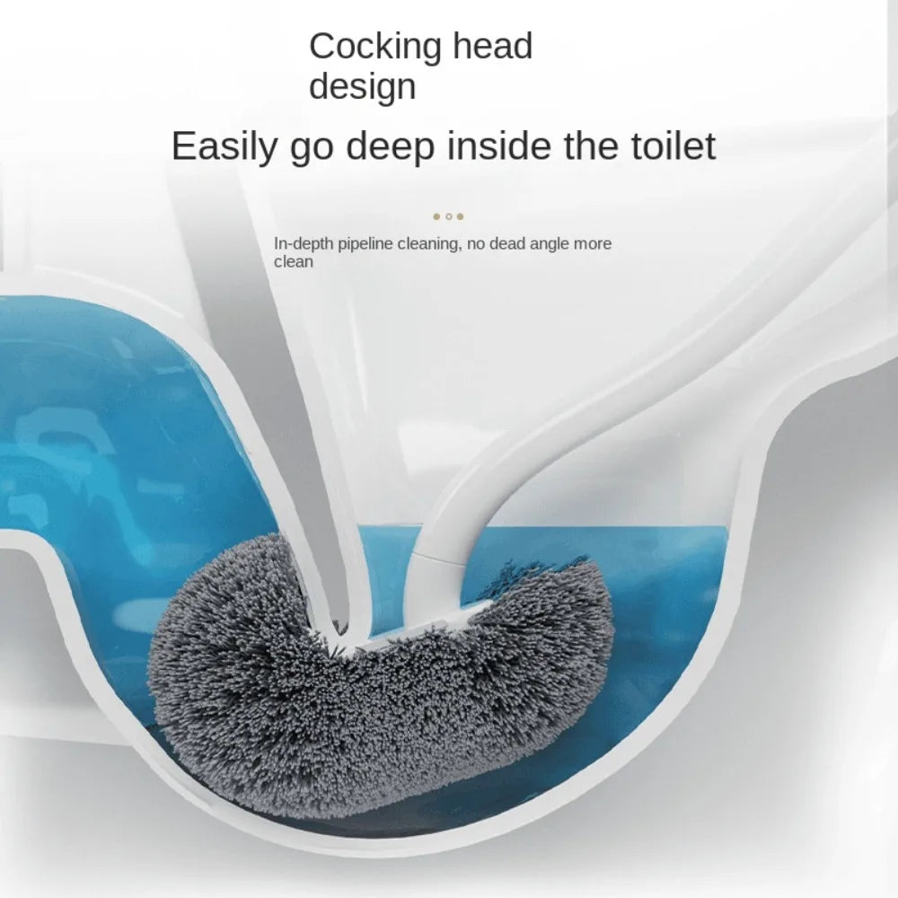 Wall-Mounted S-Shape Toilet Brush – Long Handle, No Dead Corners