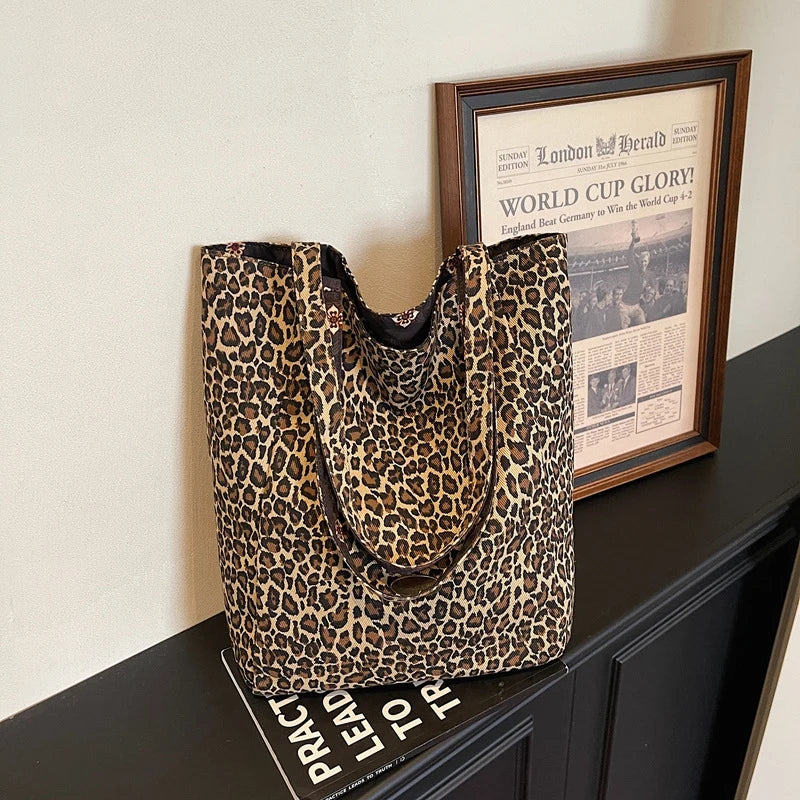 Women's Leopard Print Tote Bag – Large Capacity Shoulder Bag