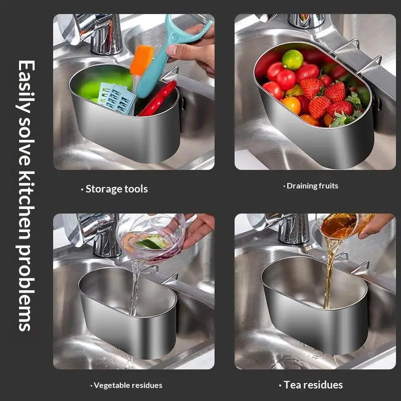 SUS304 Stainless Steel Sink Drain Basket – Dual Mount Kitchen Rack