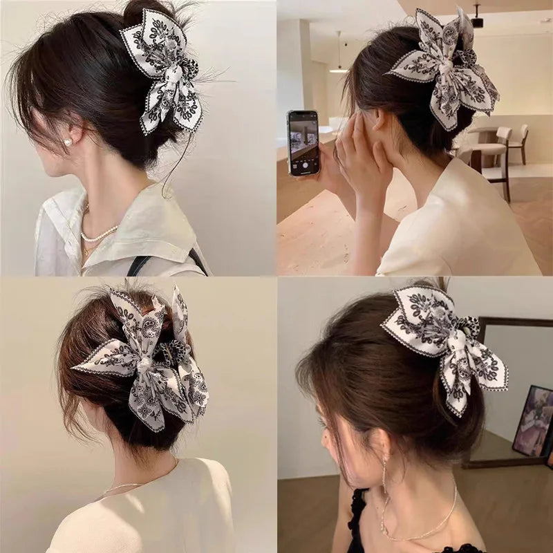 Paisley Cotton Hair Claw Clip with Bow | Women & Girls
