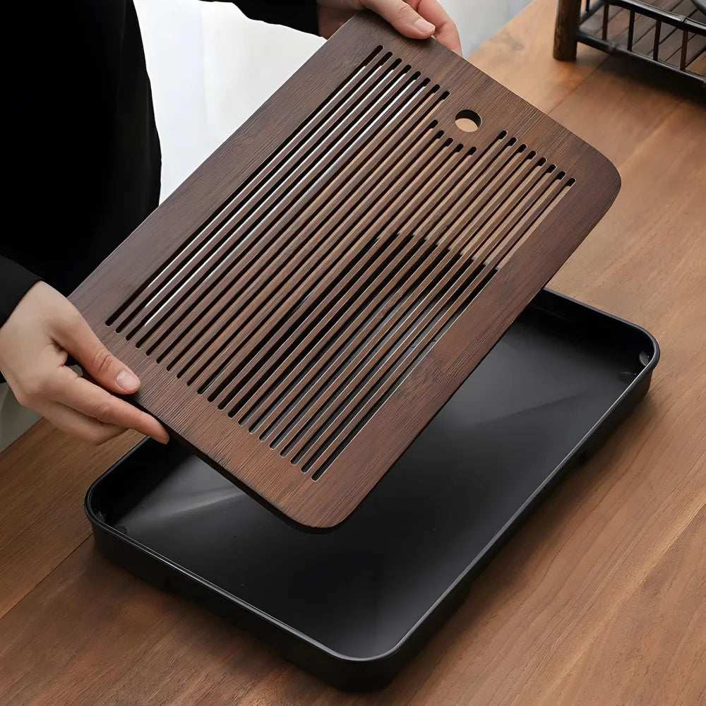 Bamboo Kung Fu Tea Tray – Portable Detachable Drain Tray
