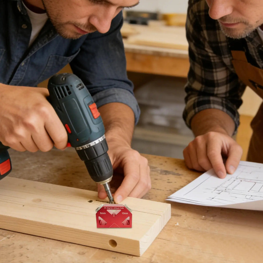 45-Degree Inclined Hole Locator Drilling Jig for Woodworking