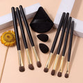 10Pcs Horsehair Eyeshadow Makeup Brush Set & Beauty Sponge