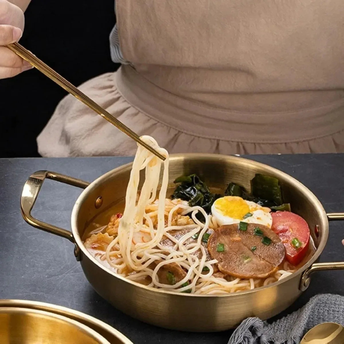 Stainless Steel Korean Ramen Pot with Handles | FEB.WIND