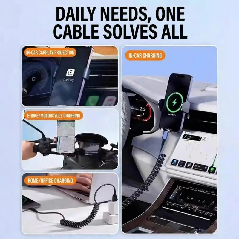 Retractable USB-C to USB-C Cable – PD 60W & 480Mbps Data