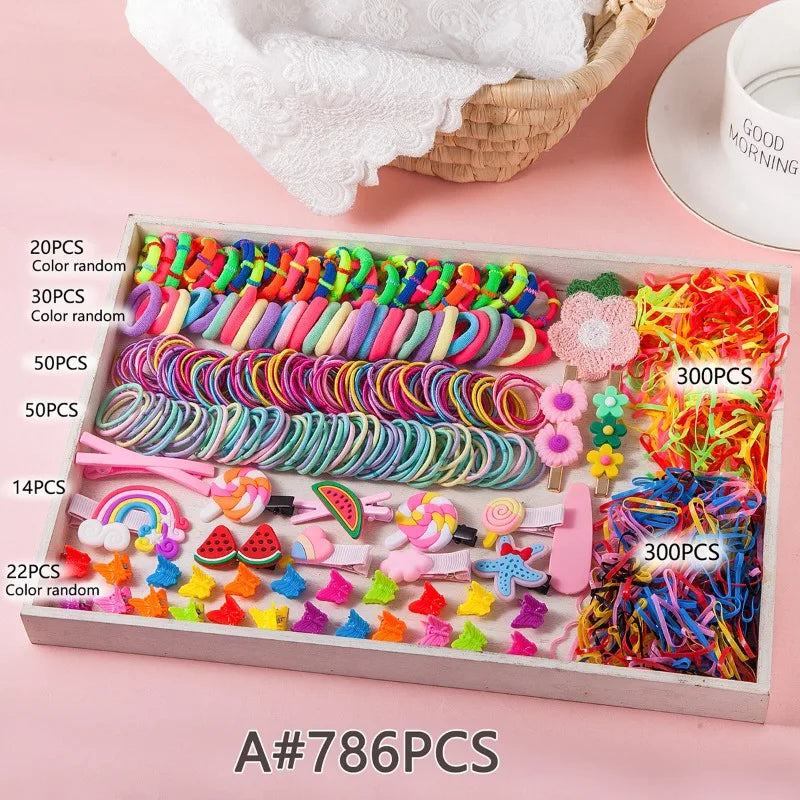 Kids Bow & Flower Elastic Hair Bands Set – No-Snag, Colorful