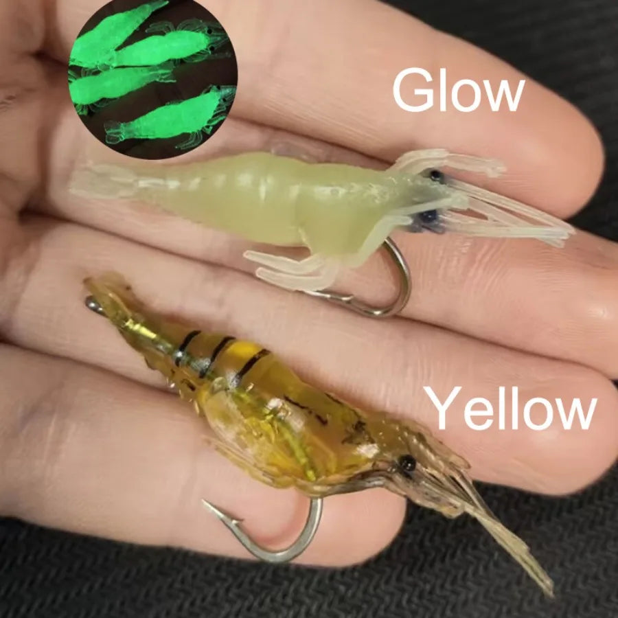 10pcs Luminous Soft Shrimp Lure Jig Hook Silicone Sea Fishing Bait