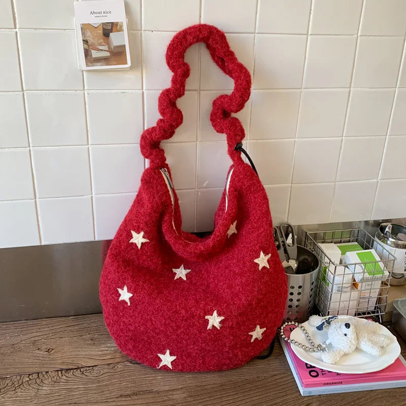 Women's Plush Star Crossbody Bag – Large Capacity Shoulder Bag
