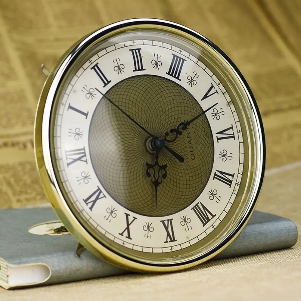Roman Numeral Quartz Clock Insert – Gold Trim DIY Movement
