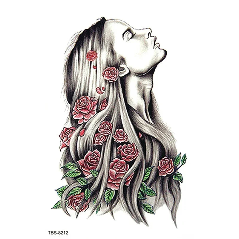 Realistic Rose Temporary Tattoo Sticker – Waterproof Floral Art