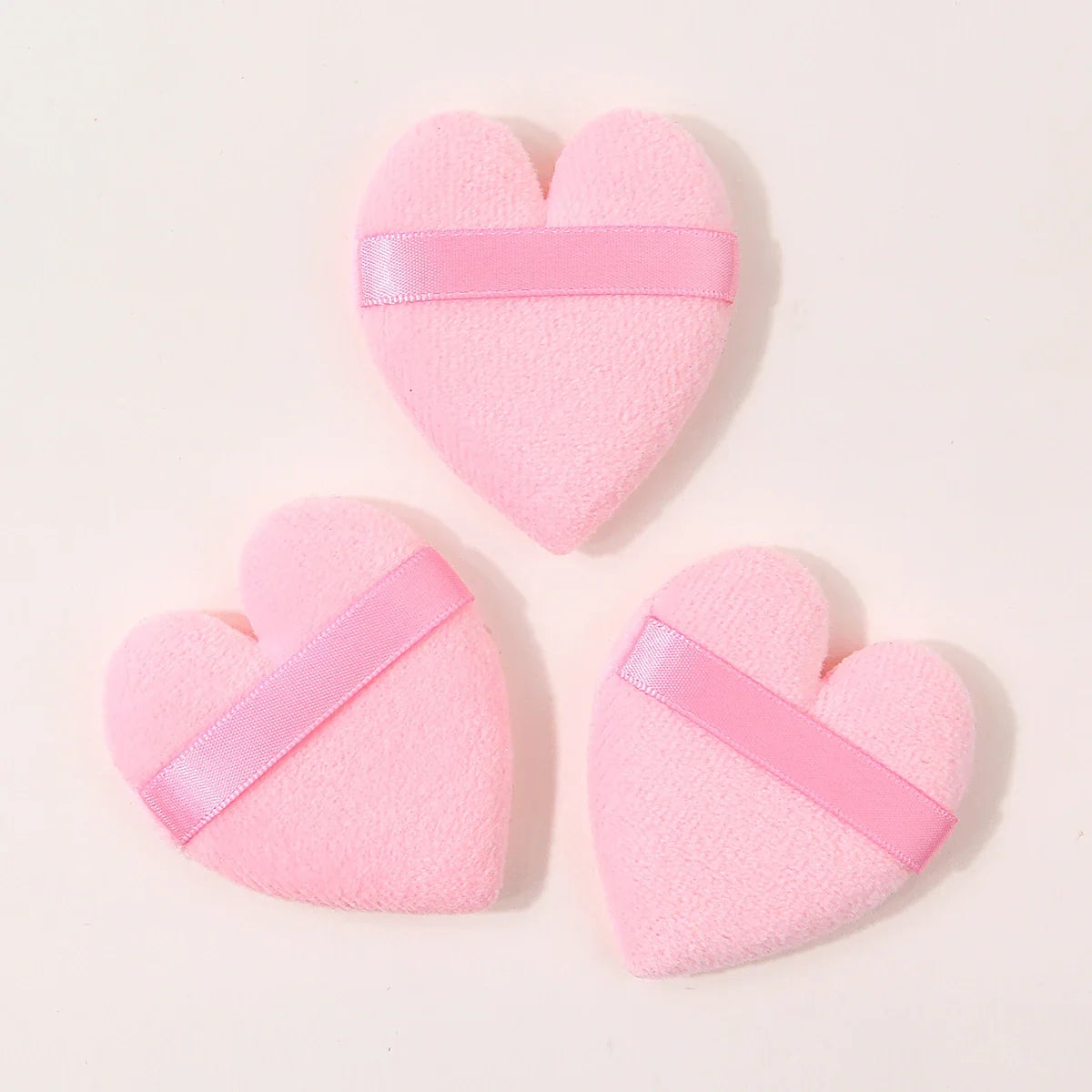 Heart Shaped Plush Makeup Puff with Strap – Set of 3 | Nixie