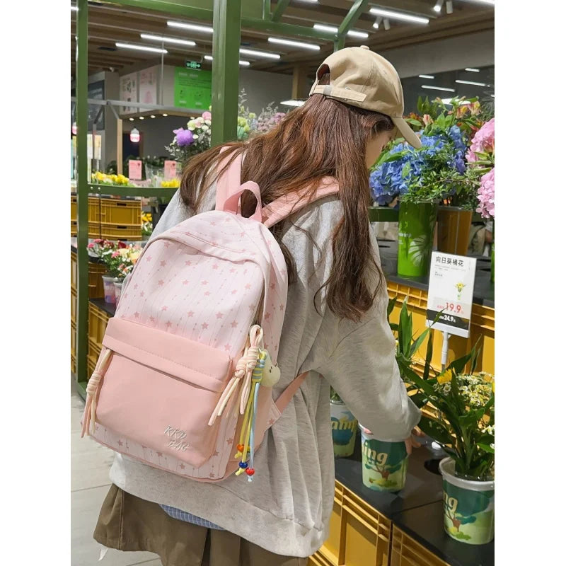 Korean Star Print Lightweight Waterproof Backpack | 20–35L