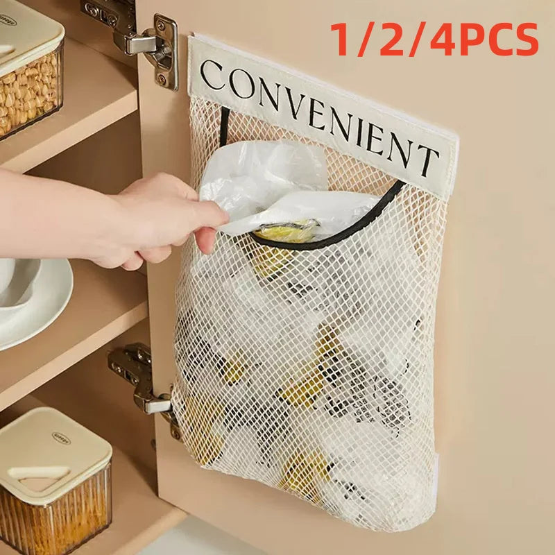 Wall Mount Mesh Bag Organizer & Grocery Bag Dispenser 1/4PCS